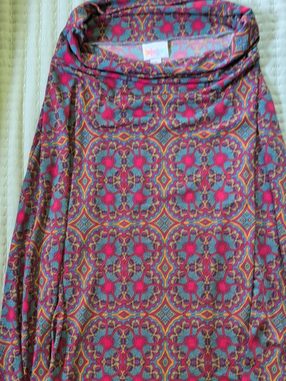 LuLaRoe Multicolor Pink and Teal Midi Skirt